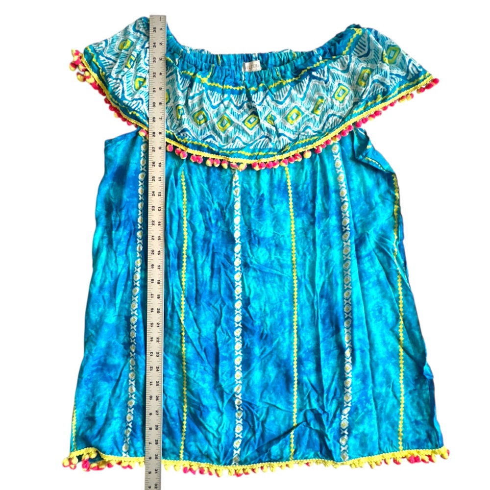 NWT!! Women’s Turquoise Blue Boho Dress with Pom Pom Trim - Picture 4 of 12